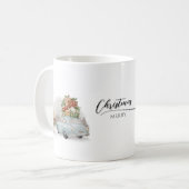 Weihnachtsrabbit Peter und Auto Kaffeetasse (Vorderseite Links)