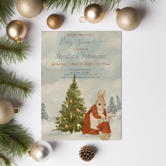 Weihnachtsrabbit Peter Vintag Baby Dusche Einladung