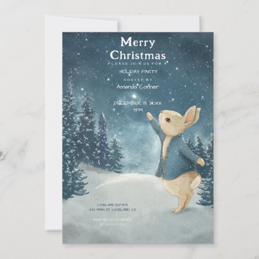 WeihnachtsRabbit Peter Vintag Einladung (Vorderseite)