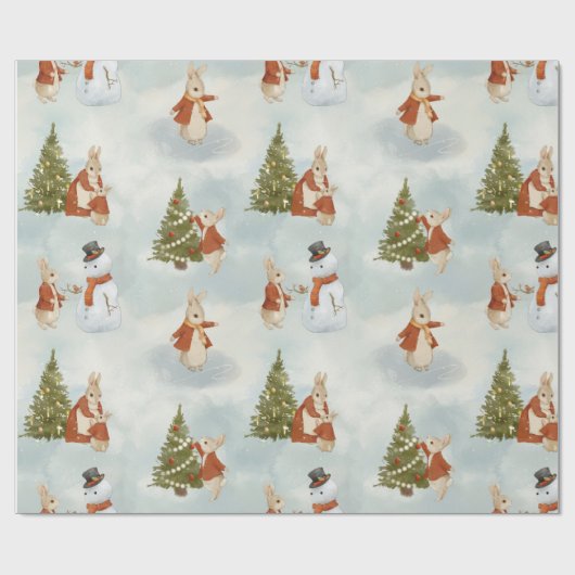 WeihnachtsRabbit Peter Vintag Geschenkpapier (Flach)