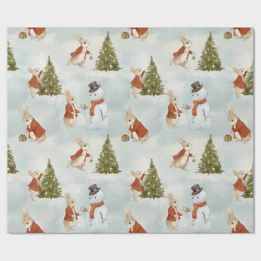 WeihnachtsRabbit Peter Vintag Geschenkpapier (Flach)