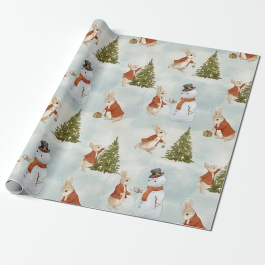 WeihnachtsRabbit Peter Vintag Geschenkpapier (Ungerollt)