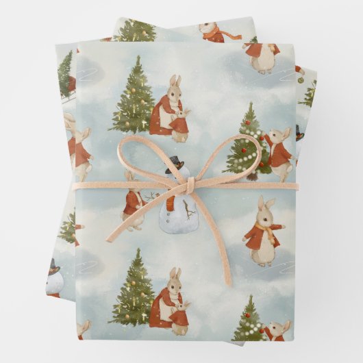 WeihnachtsRabbit Peter Vintag Geschenkpapier Set (Beispiel)
