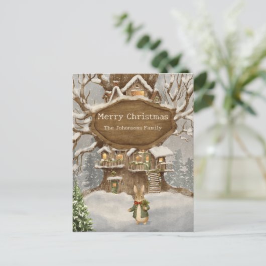 WeihnachtsRabbit Peter Vintag Postkarte (Stehend Vorderseite)