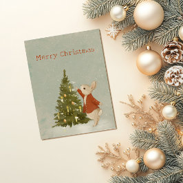 WeihnachtsRabbit Peter Vintag Postkarte