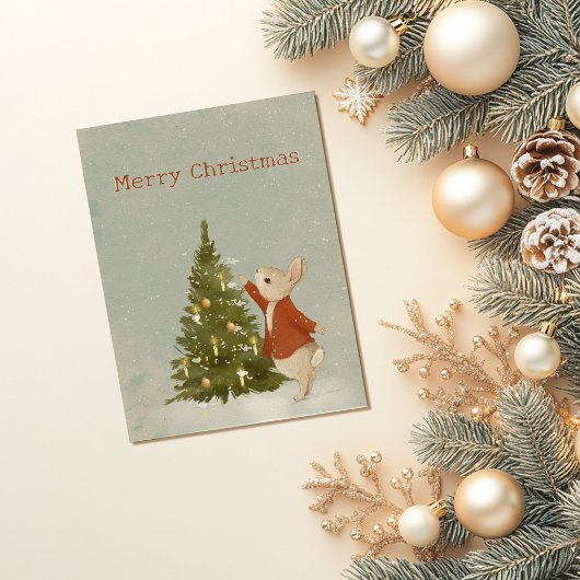 WeihnachtsRabbit Peter Vintag Postkarte
