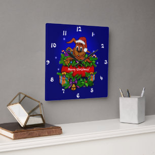 WeihnachtsRabbit Quadratische Wanduhr