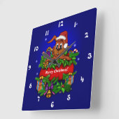 WeihnachtsRabbit Quadratische Wanduhr (Winkel)