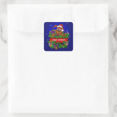WeihnachtsRabbit Quadratischer Aufkleber (Tasche)