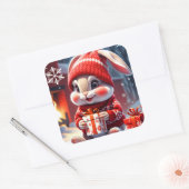 WeihnachtsRabbit Quadratischer Aufkleber (Umschlag)