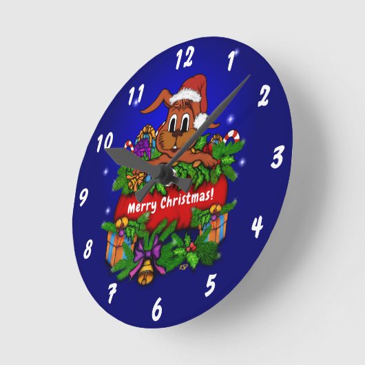WeihnachtsRabbit Runde Wanduhr (Winkel)