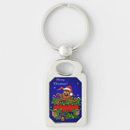 WeihnachtsRabbit Schlüsselanhänger (Vorderseite)