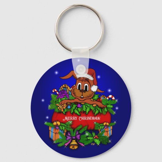 WeihnachtsRabbit Schlüsselanhänger (Vorderseite)