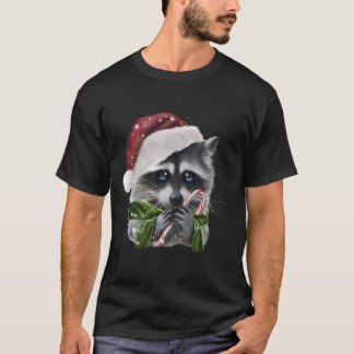 Weihnachtsraccoon mit Candy Cane Graphic T-Shirt