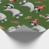 Weihnachtsraccoons | Grünbuch Geschenkpapier (Ecke)