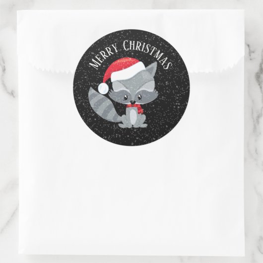 Weihnachtsracoon hinzufügen runder aufkleber (Tasche)
