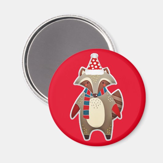 Weihnachtsracoonmagnet Magnet (Vorderseite/Rückseite)
