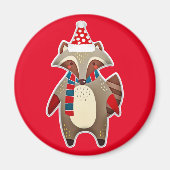 Weihnachtsracoonmagnet Magnet (Vorne)