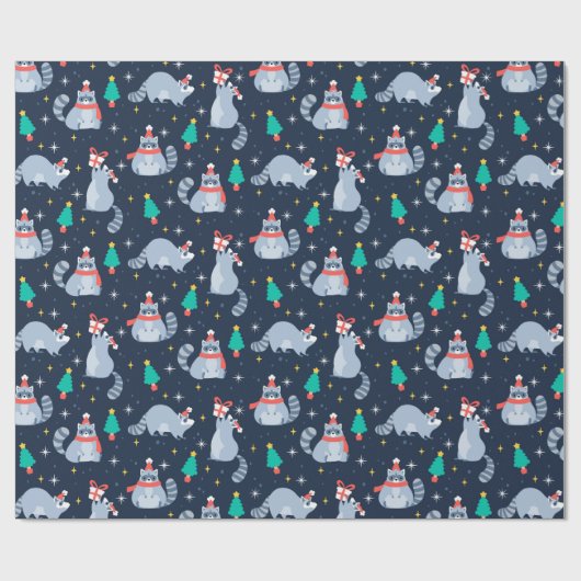 Weihnachtsracoons Geschenkpapier (Flach)