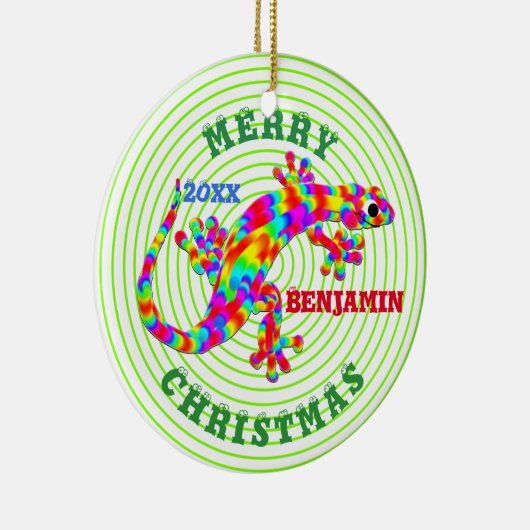 Weihnachtsraenbogen Salamander Keepake Keramik Ornament (Rechts)