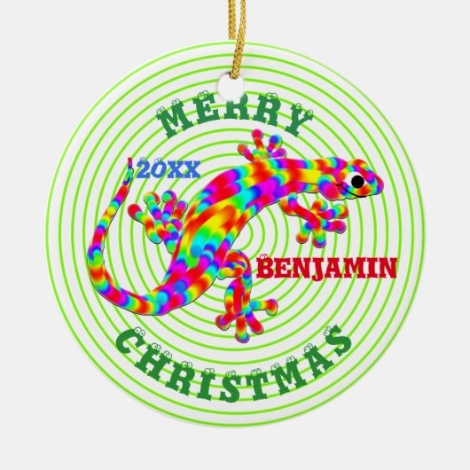 Weihnachtsraenbogen Salamander Keepake Keramik Ornament (Vorne)