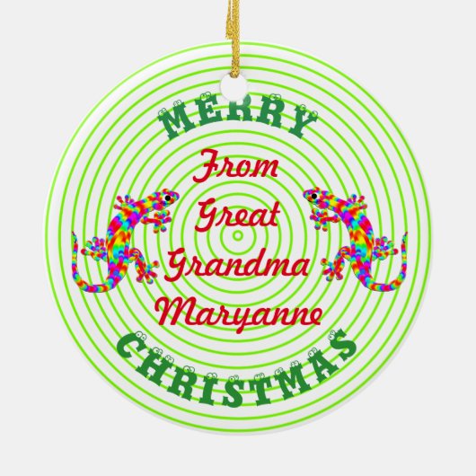 Weihnachtsraenbogen Salamander Keepake Keramik Ornament (Hinten)