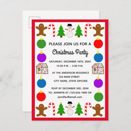 Weihnachtsrahmen #1 Einladung Postkarte (Vorne/Hinten)