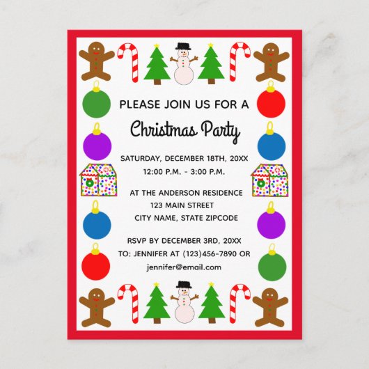 Weihnachtsrahmen #1 Einladung Postkarte (Vorderseite)