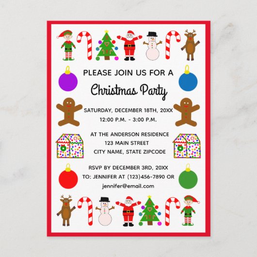 Weihnachtsrahmen #2 Einladung Postkarte (Vorderseite)