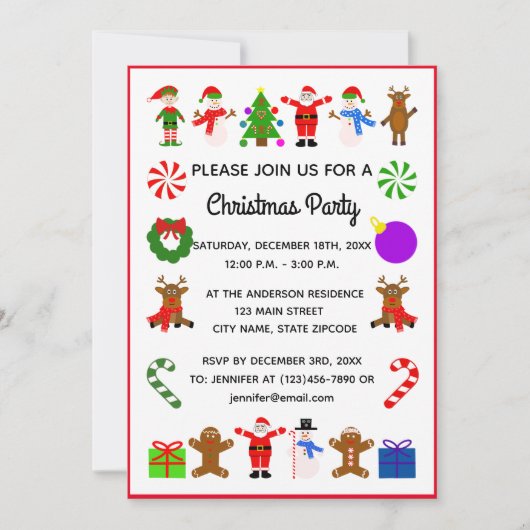 Weihnachtsrahmen #3 Einladungskarte (Vorderseite)