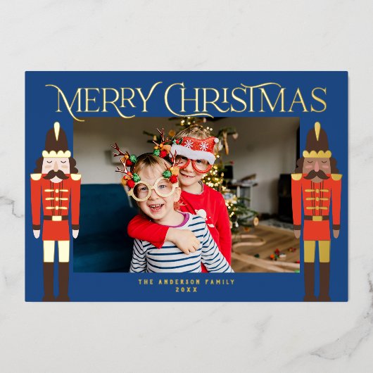 Weihnachtsrahmen-Foto Folien Feiertagskarte (Vorderseite)