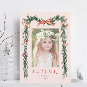 Weihnachtsrahmen für Aquarellbilder Foto Rosa Feiertagskarte