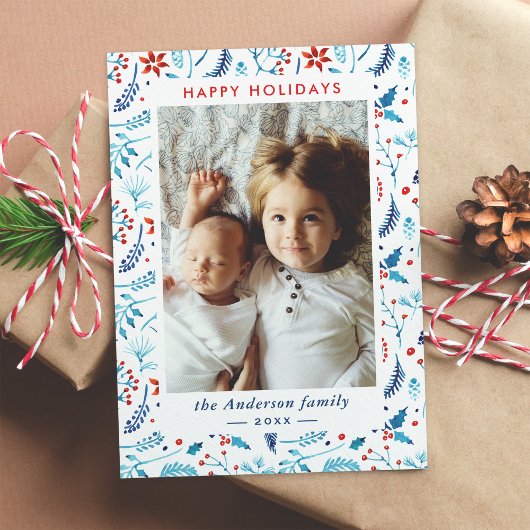 Weihnachtsrahmen für botanische Fotos Feiertagskarte