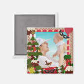 Weihnachtsrahmen für Fotos Magnet (Vorderseite/Rückseite)