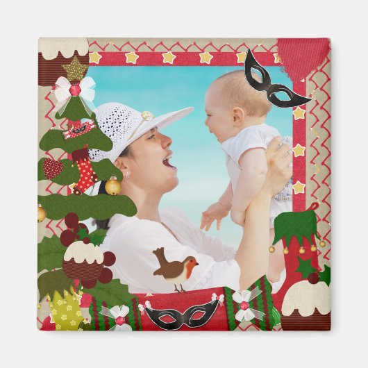 Weihnachtsrahmen für Fotos Magnet (Vorne)