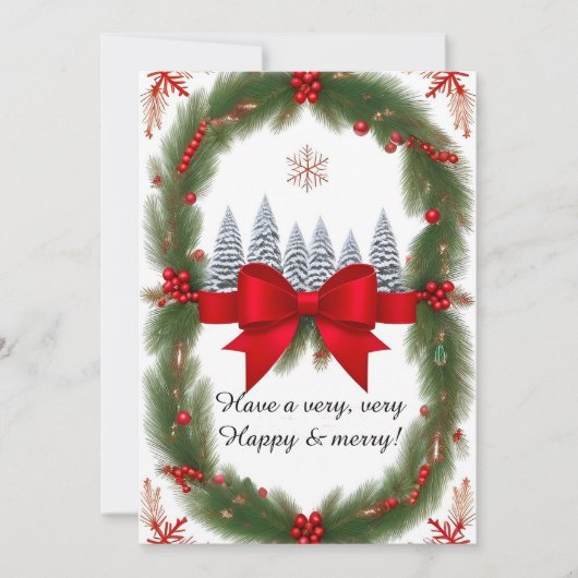 Weihnachtsrahmen mit Kiefernzweigen Feiertagskarte (Vorderseite)