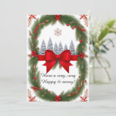 Weihnachtsrahmen mit Kiefernzweigen Feiertagskarte (Stehend Vorderseite)