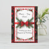 Weihnachtsrahmen mit Kiefernzweigen Feiertagskarte (Stehend Vorderseite)