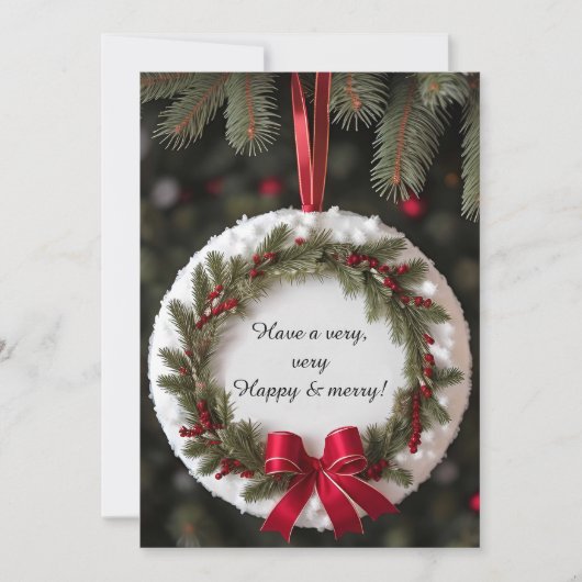 Weihnachtsrahmen mit Kiefernzweigen Feiertagskarte (Vorderseite)