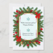 Weihnachtsrahmen mit Kiefernzweigen Feiertagskarte (Vorderseite)