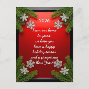 Weihnachtsrahmen mit Kiefernzweigen Feiertagspostkarte