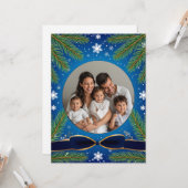 Weihnachtsrahmen mit Kiefernzweigen Karte (Vorderseite/Rückseite Beispiel)