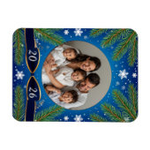 Weihnachtsrahmen mit Kiefernzweigen Magnet (Horizontal)