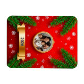 Weihnachtsrahmen mit Kiefernzweigen Magnet (Horizontal)