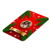 Weihnachtsrahmen mit Kiefernzweigen Magnet (Linke Seite)