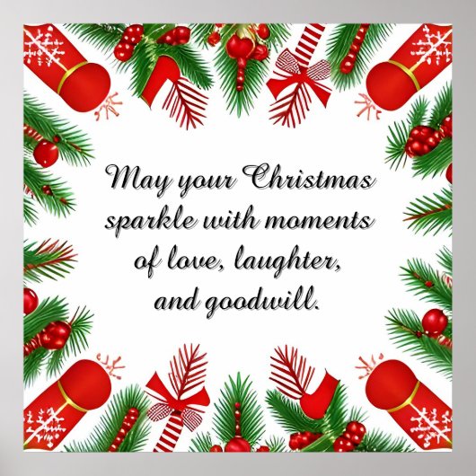 Weihnachtsrahmen mit Kiefernzweigen Poster (Vorne)