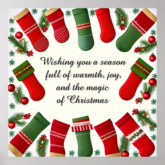 Weihnachtsrahmen mit Kiefernzweigen Poster (Vorne)