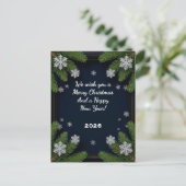 Weihnachtsrahmen mit Kiefernzweigen Postkarte (Stehend Vorderseite)
