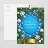 Weihnachtsrahmen mit Kiefernzweigen Postkarte (Vorne/Hinten)