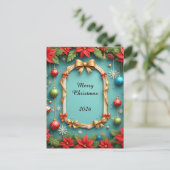 Weihnachtsrahmen mit Poinsettias Postkarte (Stehend Vorderseite)